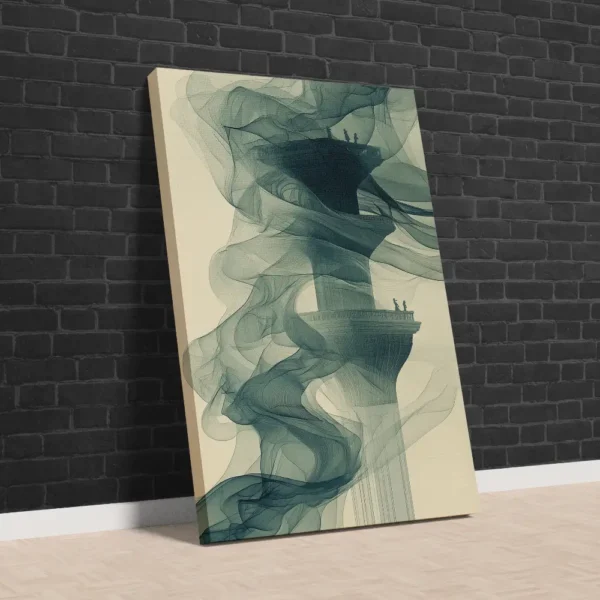 Soyut Dumanlı Kale Sanatsal Kanvas Tablo